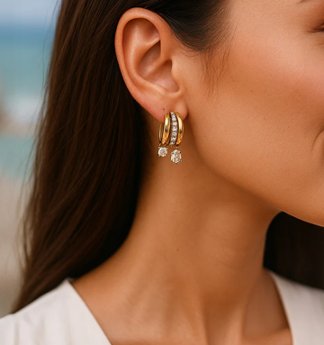 Crystal Accent Gold Hoops