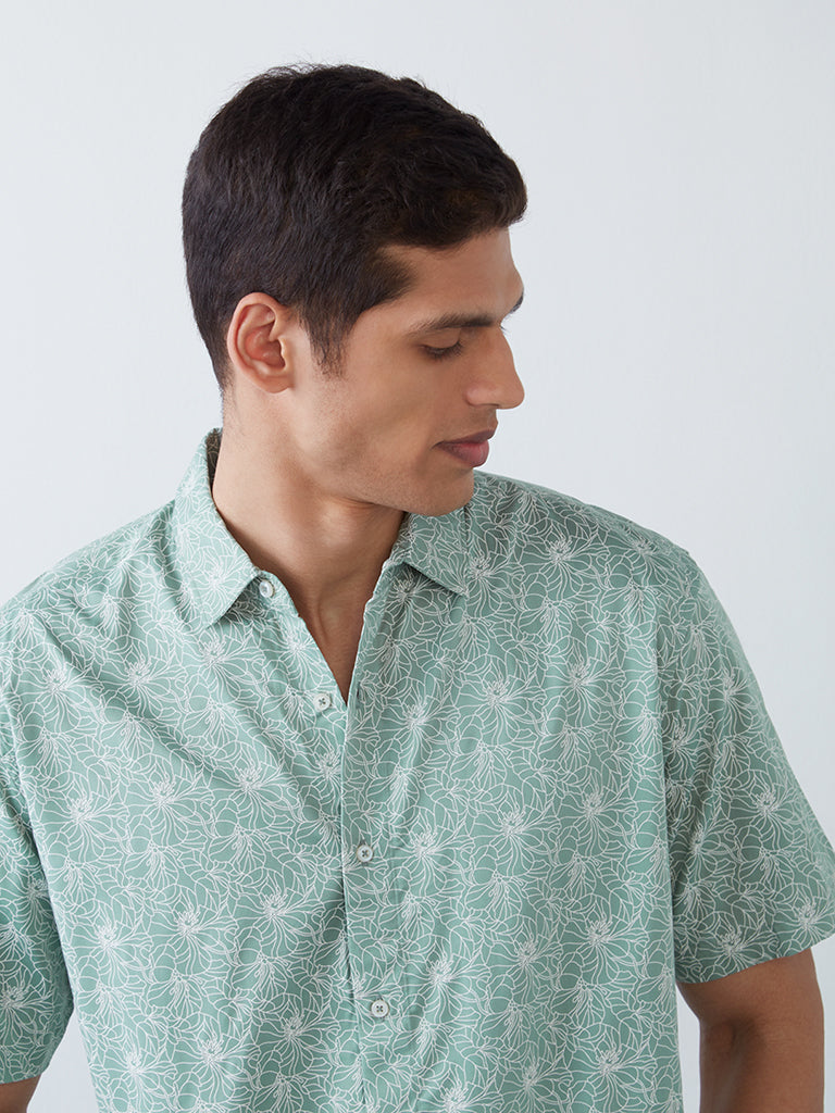 Ascot Sage Abstract-Printed Relaxed-Fit Shirt