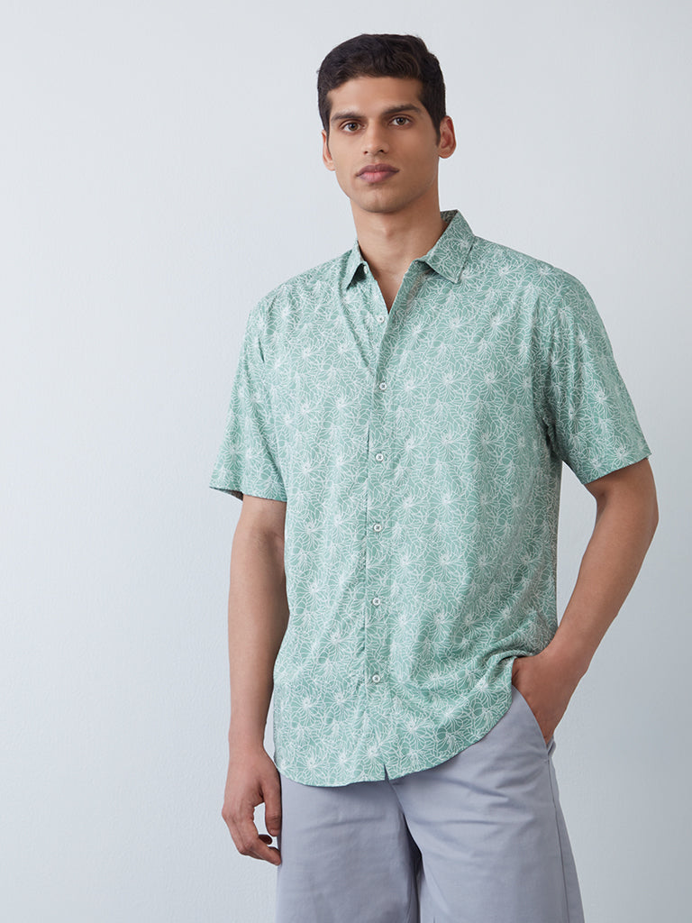 Ascot Sage Abstract-Printed Relaxed-Fit Shirt