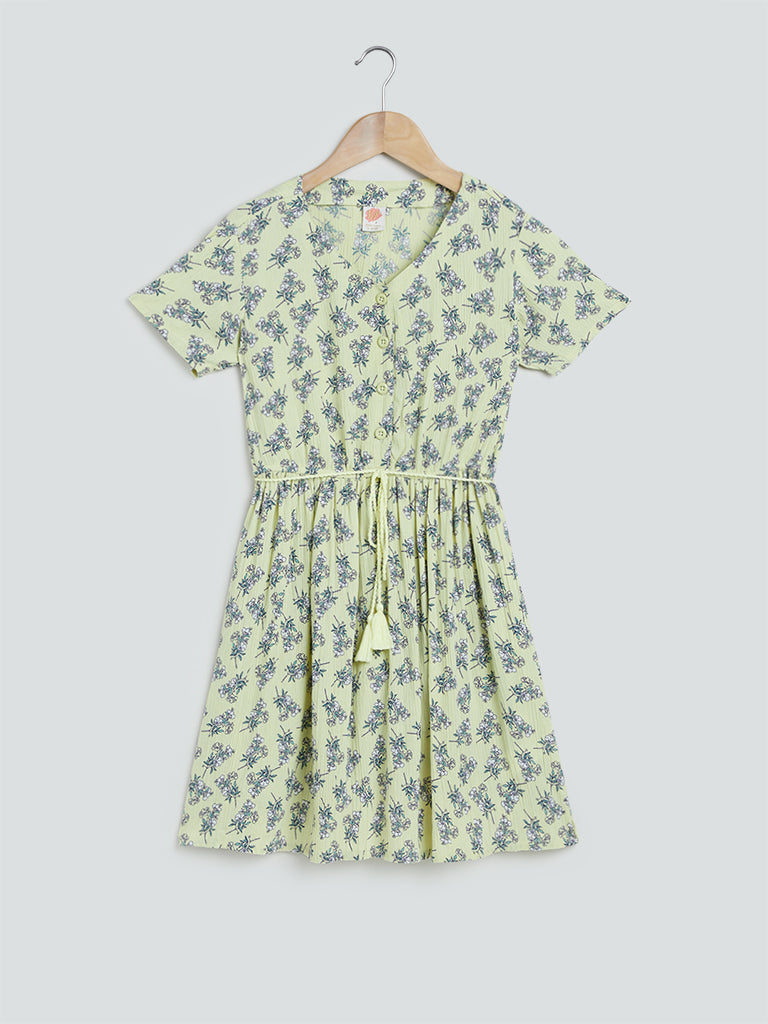 Y&F Kids Light Yellow Floral Print Dress