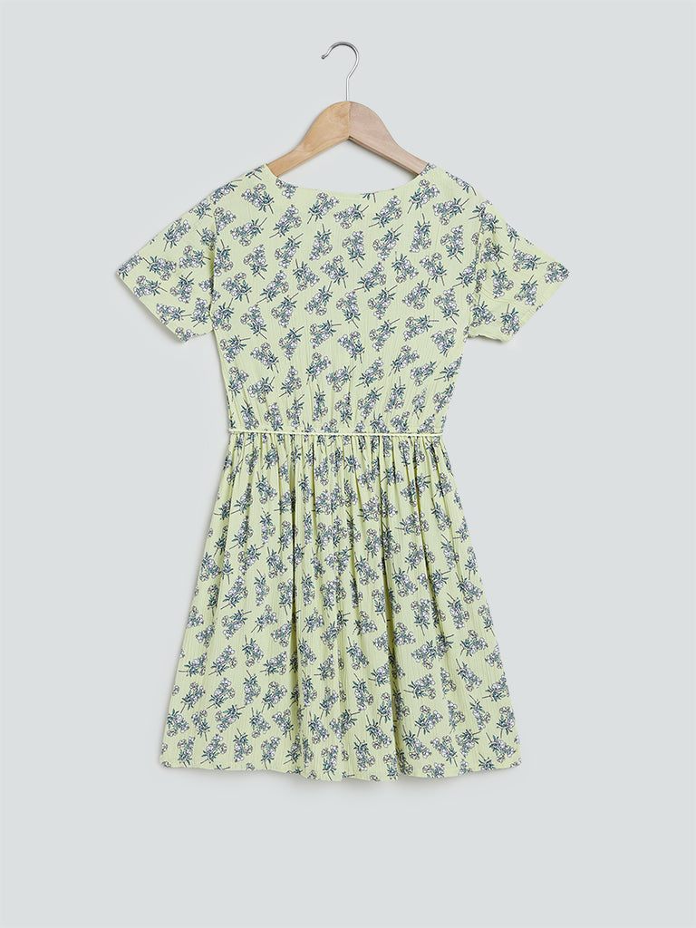 Y&F Kids Light Yellow Floral Print Dress