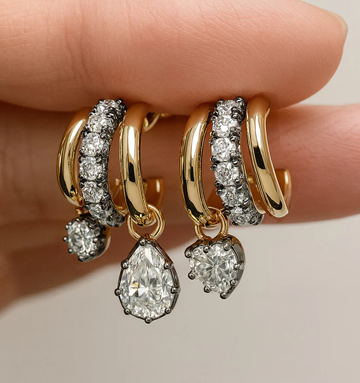 Crystal Accent Gold Hoops