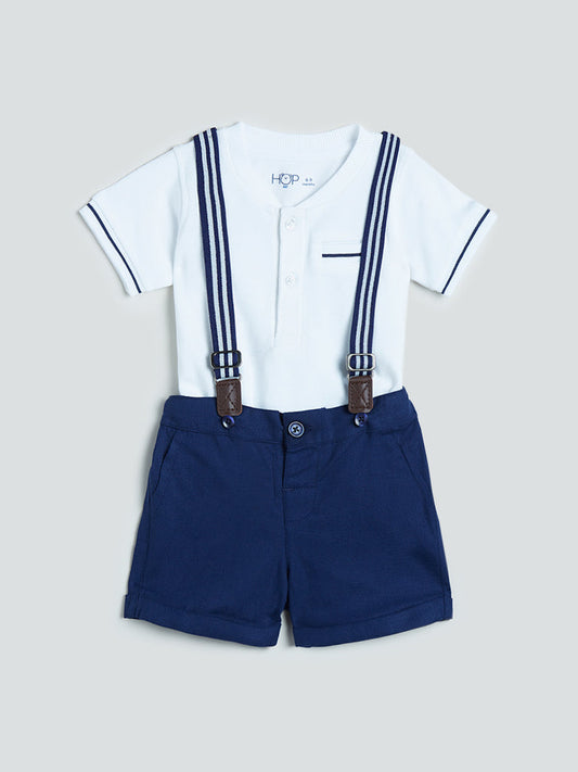 HOP Baby Navy T-Shirt Suspenders and Shorts Set